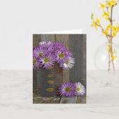 Herfst Mum boeket in oude blik Kaart (Gele Bloem)