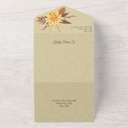 Herfst Mums met gebladerte All In One Uitnodiging (Buitenkant)