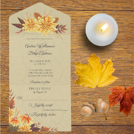 Herfst Mums met gebladerte All In One Uitnodiging