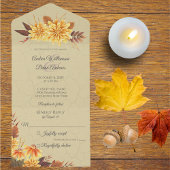 Herfst Mums met gebladerte All In One Uitnodiging