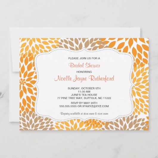 Herfst Mums Weddenschap Bridal of Baby shower nodi Kaart (Voorkant)