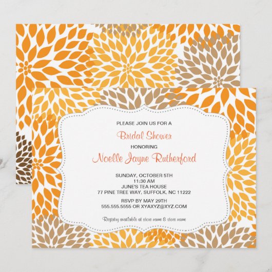 Herfst Mums Weddenschap Bridal of Baby shower nodi Kaart (Voorkant / Achterkant)