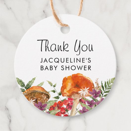 Herfst Mushroom Baby shower Dank u Bedankjes Labels (Voorkant)