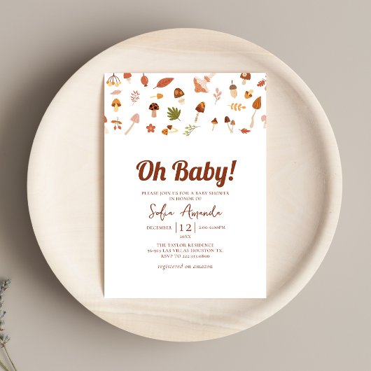 Herfst Mushroom Baby shower Kaart