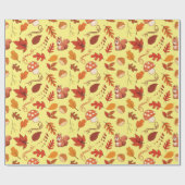 Herfst Mushroom en Eekhoorn Naadloos inpakpapier (Vlak)