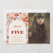 Herfst Mushroom Wildflower Verjaardag Roze Foto Kaart (Voorkant)