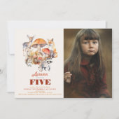 Herfst Mushroom Woodland Animals Verjaardagsfoto Kaart (Voorkant)