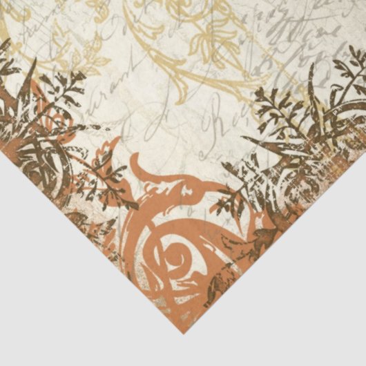 Herfst Mustard Oranje Ephemera Script Decoupage Ar Tissuepapier (Detail)