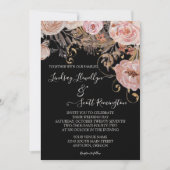 Herfst  Mutted Waterverf Floral Roos Gold Wedding Kaart (Voorkant)