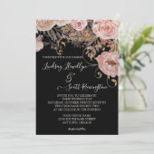 Herfst  Mutted Waterverf Floral Roos Gold Wedding Kaart (Staand voorkant)