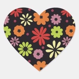Herfst Naadloos Bloemmotief Hart Sticker