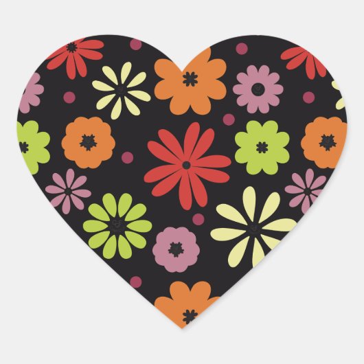 Herfst Naadloos Bloemmotief Hart Sticker (Voorkant)