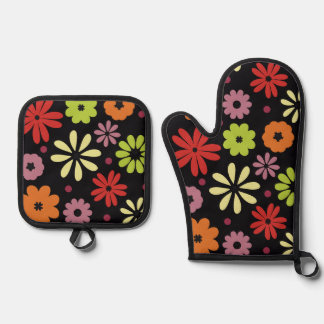 Herfst Naadloos Bloemmotief Ovenwant & Pannenlap Set