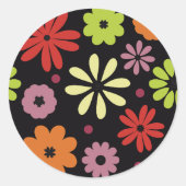 Herfst Naadloos Bloemmotief Ronde Sticker (Voorkant)
