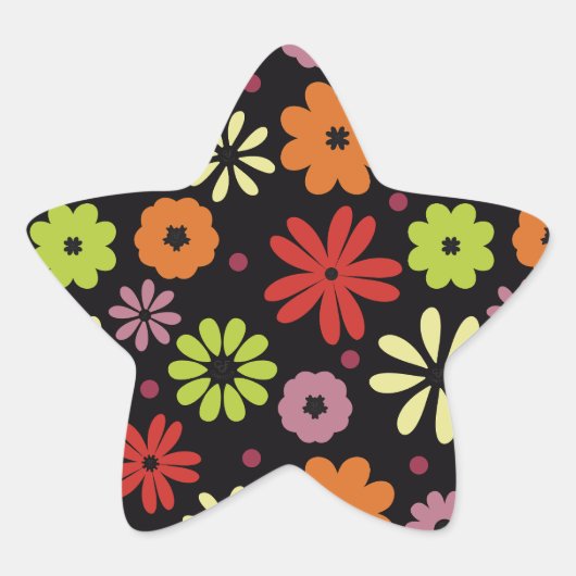 Herfst Naadloos Bloemmotief Ster Sticker (Voorkant)