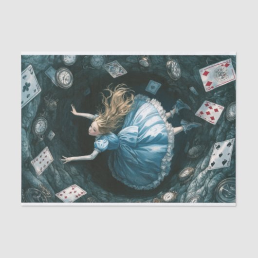 Herfst naar beneden het konijnenhol Alice in Wonde Tissuepapier (Voorkant)