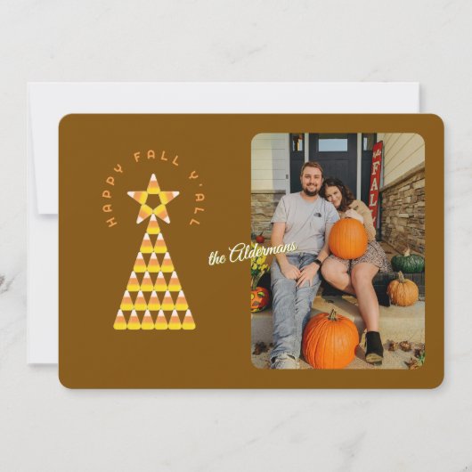 Herfst naar kerstfotokaart - Candy Corn Tree Kaart (Voorkant)