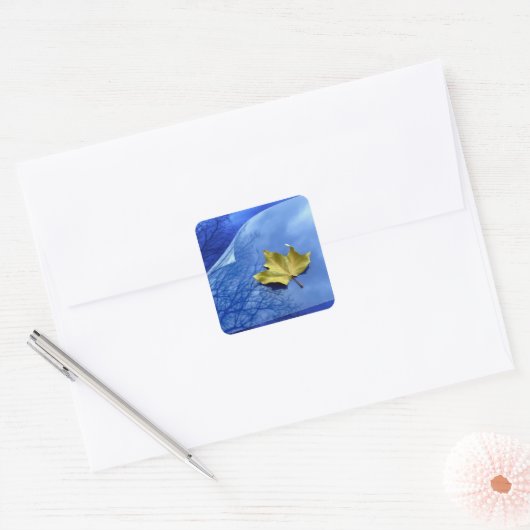 Herfst naar winter vierkante sticker (Envelop)