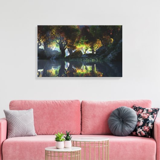 Herfst (nacht) canvas afdruk (Insitu (Woonkamer))