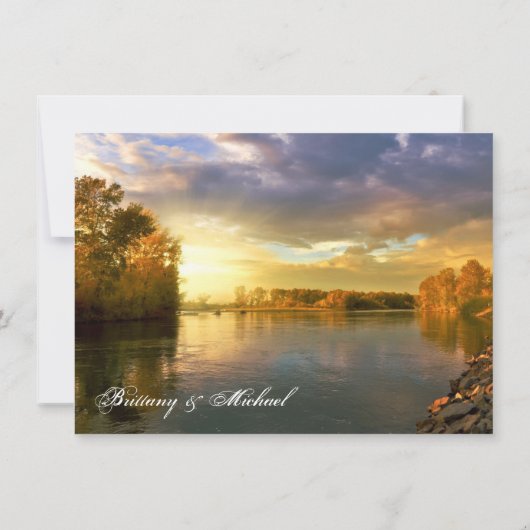 Herfst Naherfst Trees Sunset Wedding Invitations Kaart (Achterkant)