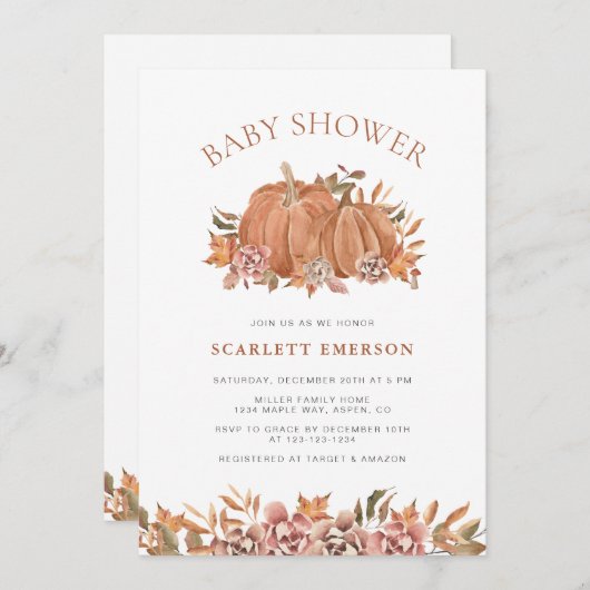 Herfst najaar Baby shower Kaart (Voorkant / Achterkant)