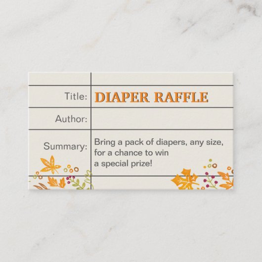 Herfst Najaar Baby shower Sprinkle Diaper Raffle Informatiekaartje (Voorkant)