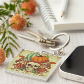 Herfst/Najaar/Halloween/pompoen/skelet Sleutelhanger (Voorkant Rechts)
