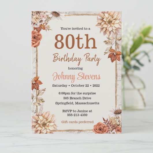  Herfst najaar olievlek Birthday Party Kaart (Staand voorkant)