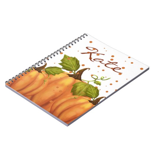 Herfst najaar Oranje aangepaste Waterverf naam pom Notitieboek (Linkerzijde)