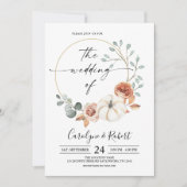Herfst najaar Pumpkin Floral Wedding Uitnodiging (Voorkant)