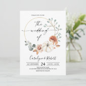 Herfst najaar Pumpkin Floral Wedding Uitnodiging (Staand voorkant)