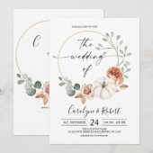 Herfst najaar Pumpkin Floral Wedding Uitnodiging (Voorkant / Achterkant)