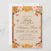 Herfst najaar rustieke bloemige babyshower uitnodi kaart (Voorkant)