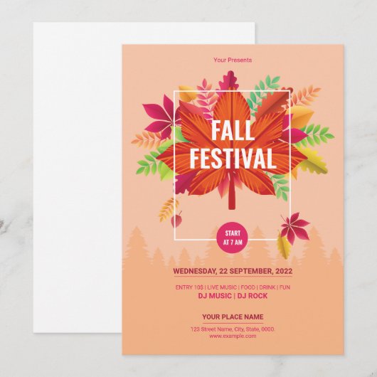 Herfst/najaar Sjabloon brochure Kaart (Voorkant / Achterkant)