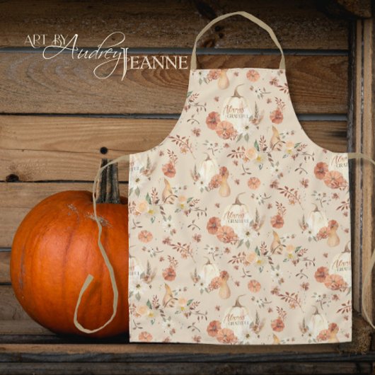 Herfst najaar Thanksgiving BOHO Floral Pumpkins Schort
