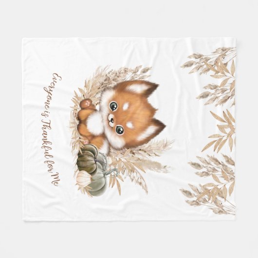 Herfst najaar Thanksgiving Cute fox Fleece Blanket (Voorkant (Horizontaal))