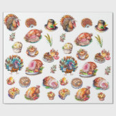 Herfst najaar Thanksgiving Turkije diner-voedsel Cadeaupapier (Vlak)