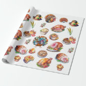 Herfst najaar Thanksgiving Turkije diner-voedsel Cadeaupapier (Uitgerold)