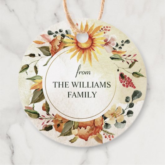 Herfst najaar Thanksgiving Zonnebloem Dank u wel Bedankjes Labels (Achterkant)