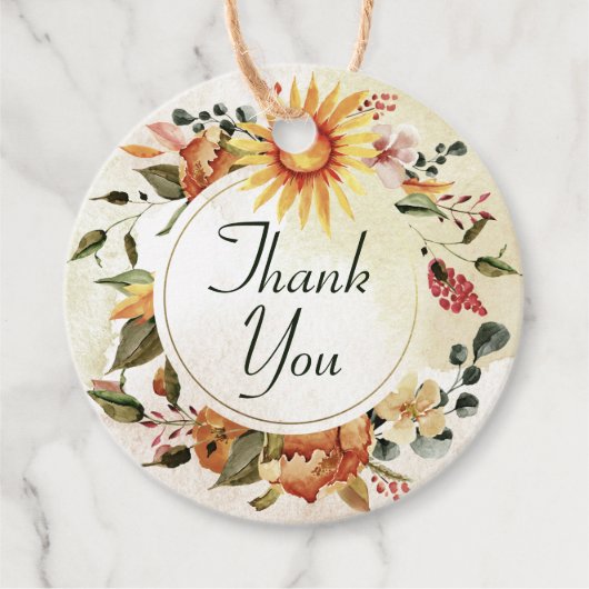 Herfst najaar Thanksgiving Zonnebloem Dank u wel Bedankjes Labels (Voorkant)