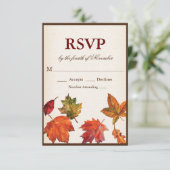Herfst Najaar Vallende Bladeren RSVP Kaartje (Staand voorkant)