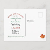  Herfst najaar vertrekt bruiloft sparen Datum Aankondigingskaart (Achterkant)