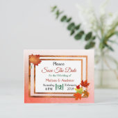  Herfst najaar vertrekt bruiloft sparen Datum Aankondigingskaart (Staand voorkant)