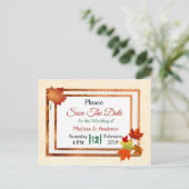 Herfst najaar vertrekt bruiloft sparen Datum Aankondigingskaart (Staand voorkant)