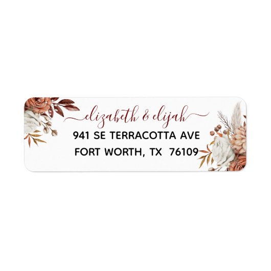 Herfst najaar Waterverf Floral Wedding Etiket (Voorkant)