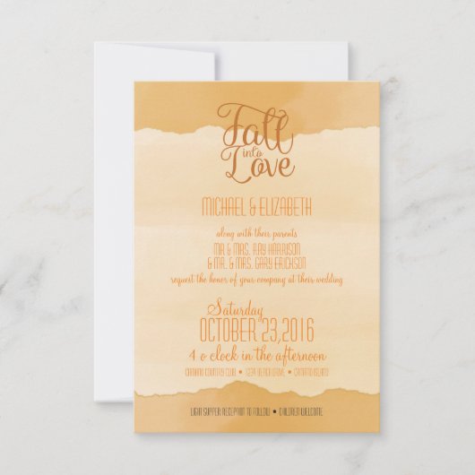Herfst najaar Waterverf huwelijksuitnodiging Kaart (Voorkant)