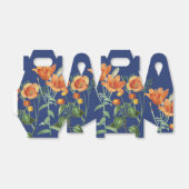 Herfst najaar Waterverf Sinaasappel Floral Blue Bedankdoosjes (Uitgevouwen)