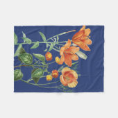 Herfst najaar Waterverf Sinaasappel Floral Blue Fleece Deken (Voorkant (Horizontaal))