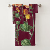 Herfst najaar Waterverf Sinaasappel Floral Burgund Bad Handdoek (Insitu)
