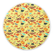 Herfst najaarpatroon op geel keramische knop (Voorkant)